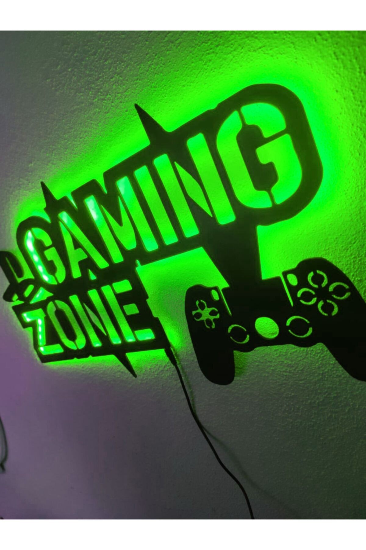 Gaming Zone Led Işıklı Oyuncu Gamer Tablo - Ahşap Duvar Dekorasyon
