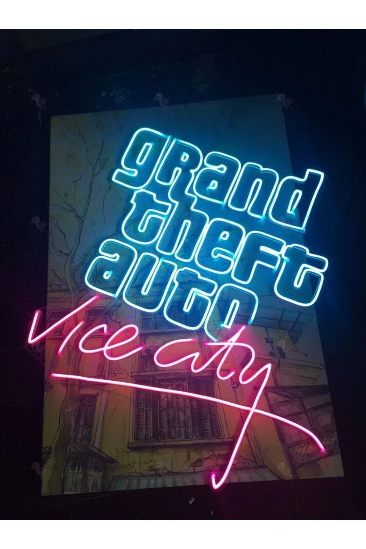 Gta Vice City Neon Led Tabela Dekoratif Aydınlatma(50x50cm)