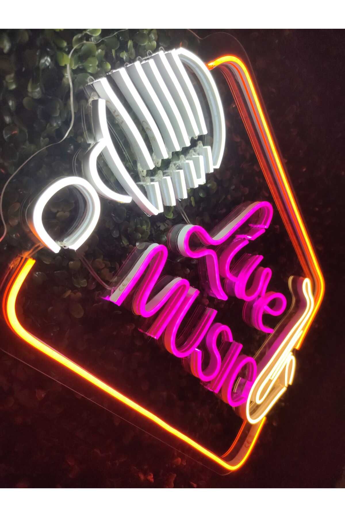 Live Music Canlı Müzik Sahne Aydınlatma Dekor Neon Tabela(55x36cm)