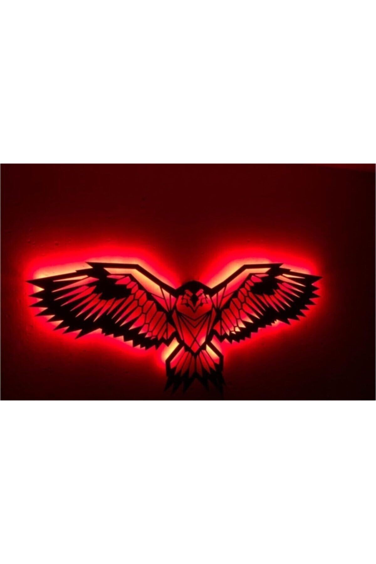 Geometrik Eagle Led Işıklı Ahşap Tablo - Led Işıklı Duvar Dekoru