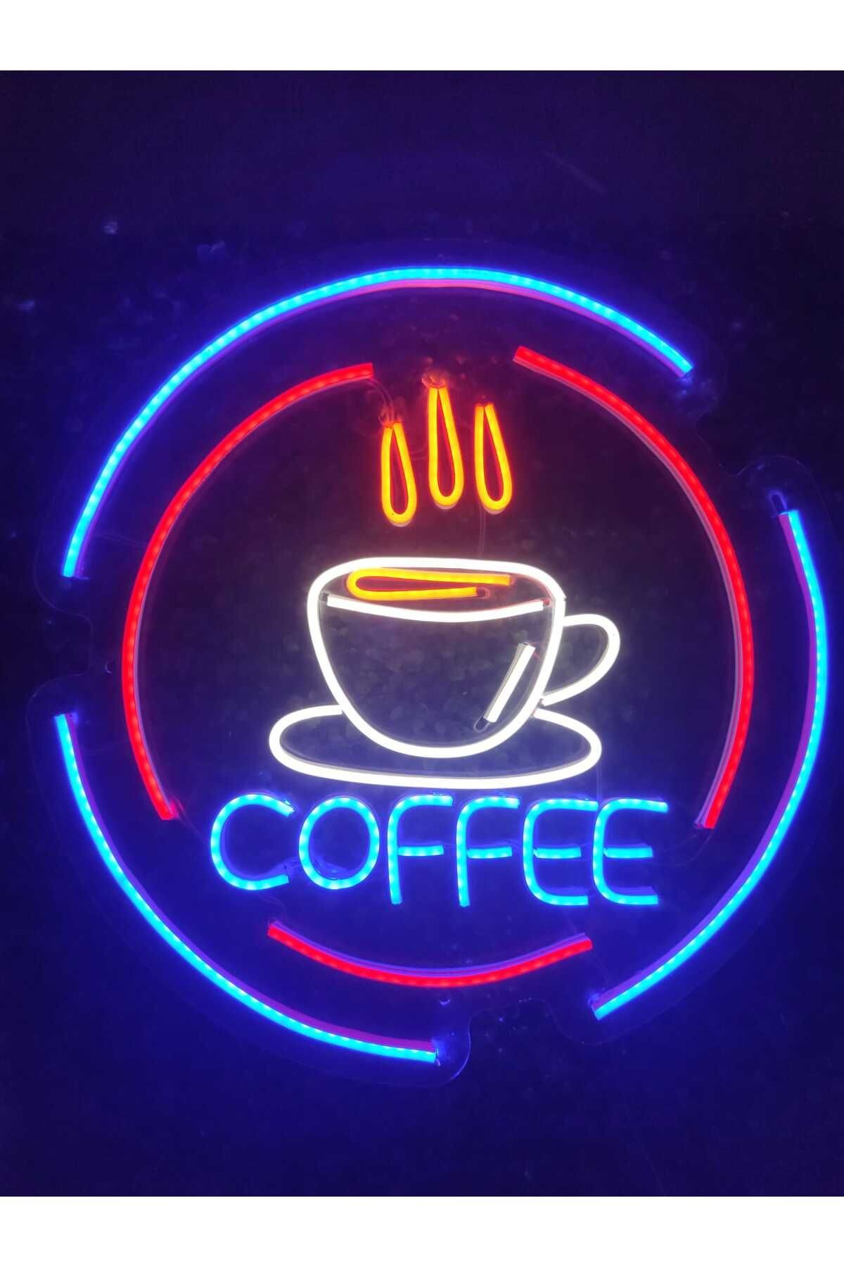 Coffe Kahve Neon Led Tabela kafe bar Dekoratif Aydınlatma (50x50cm)
