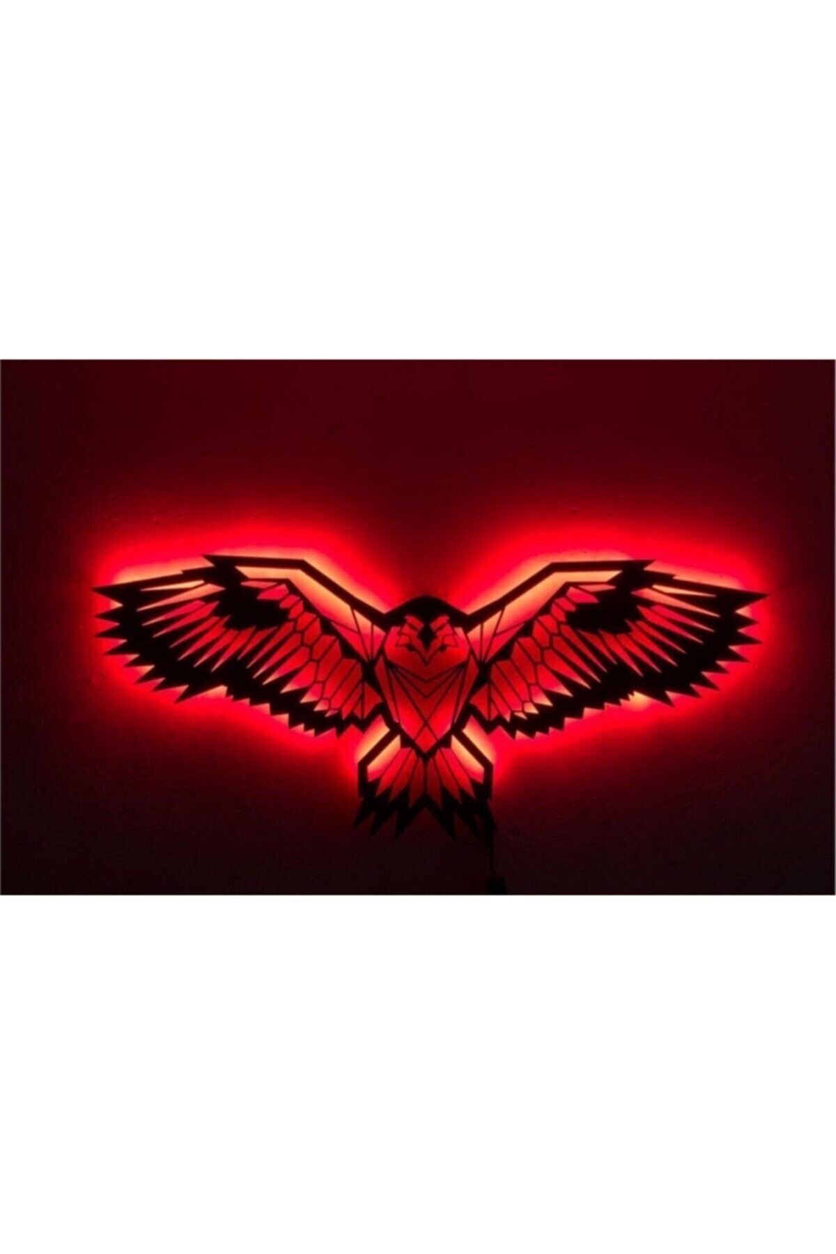 Geometrik Eagle Led Işıklı Ahşap Tablo - Led Işıklı Duvar Dekoru