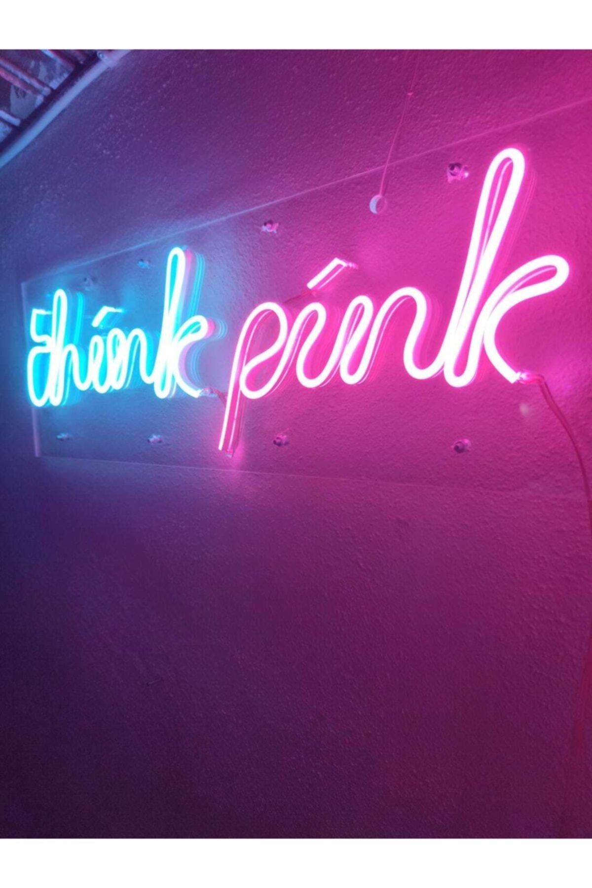 Think Pink Neon Led Dekoratif Duvar Aydınlatması Neon Duvar Yazısı