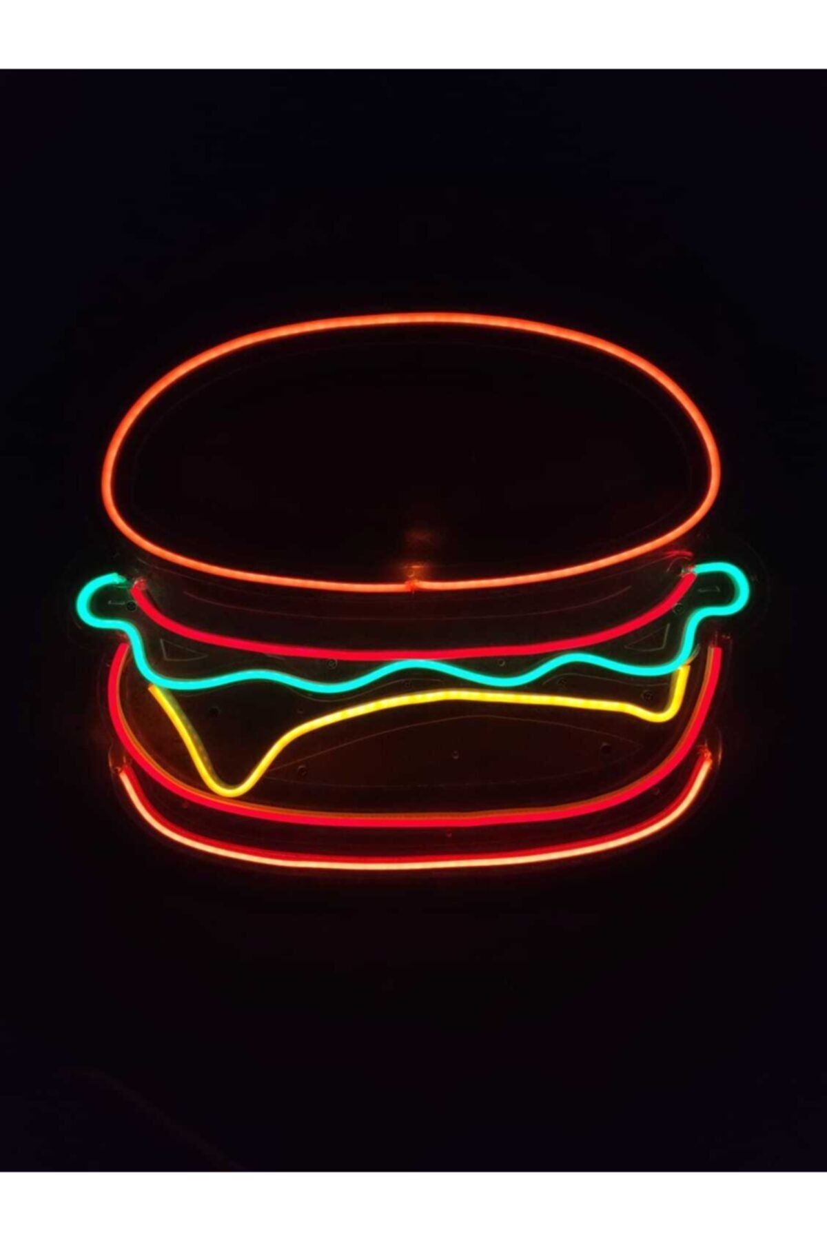 Hamburger Neon Led Burger Tabela Neon Duvar Dekorasyonu