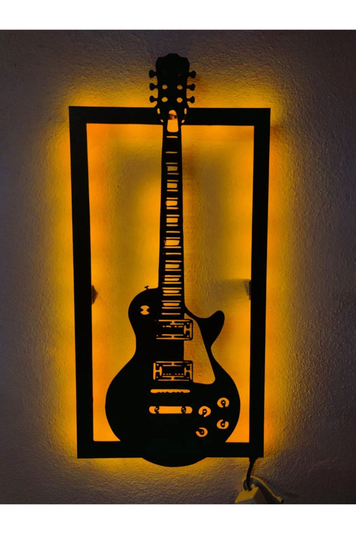 Elektro Gitar Led Işıklı Ahşap Tablo