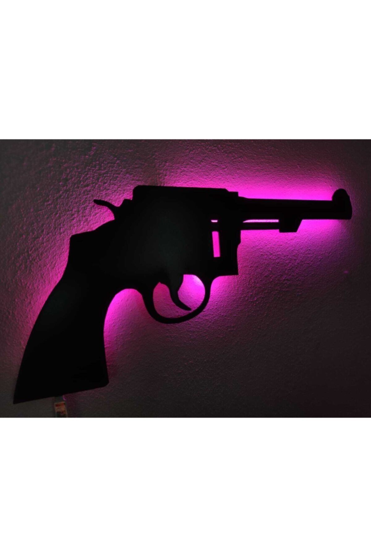 Revolver Led Işıklı Ahşap Tablo