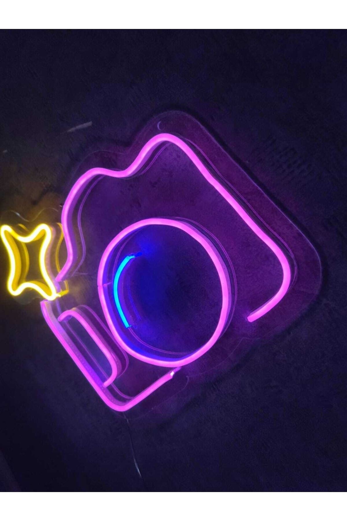 Fotoğraf Makinesi Neon Led Tabela Neon Dekoratif Duvar Aydınlatması