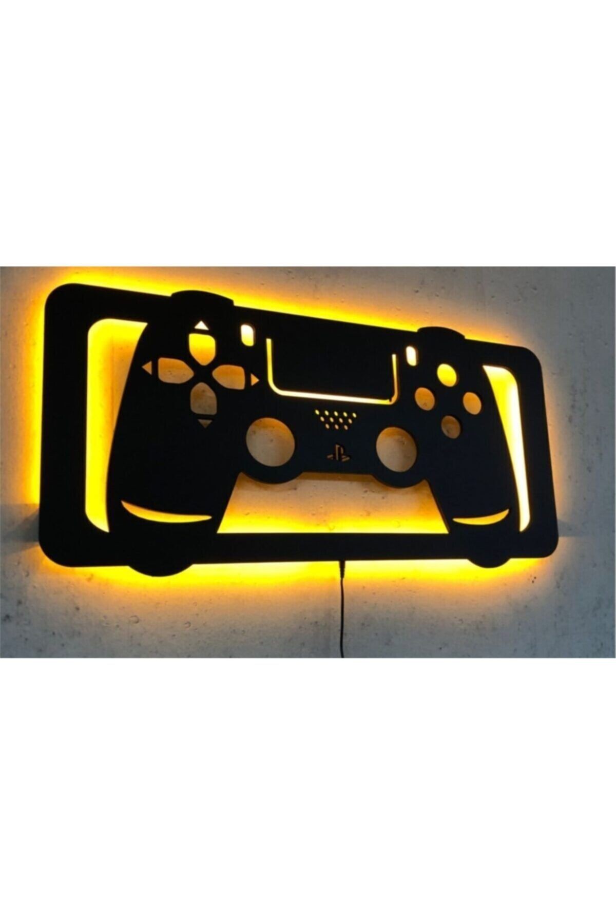 Ps4 Konsol Led Işıklı Ahşap Tablo - Led Işıklı Duvar Dekoru