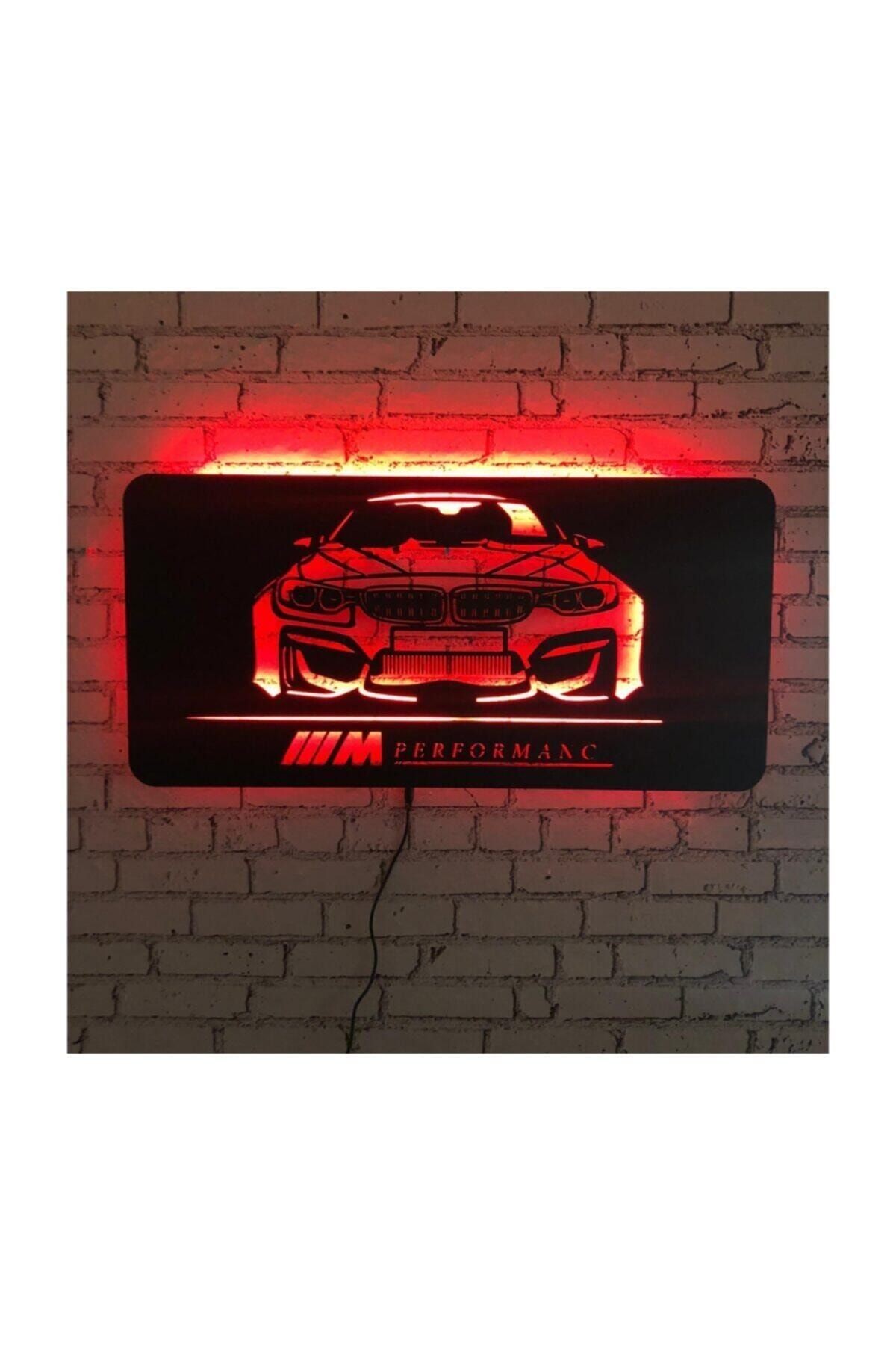 Bmw M Performance Led Işıklı Ahşap Tablo - Led Işıklı Duvar Dekoru
