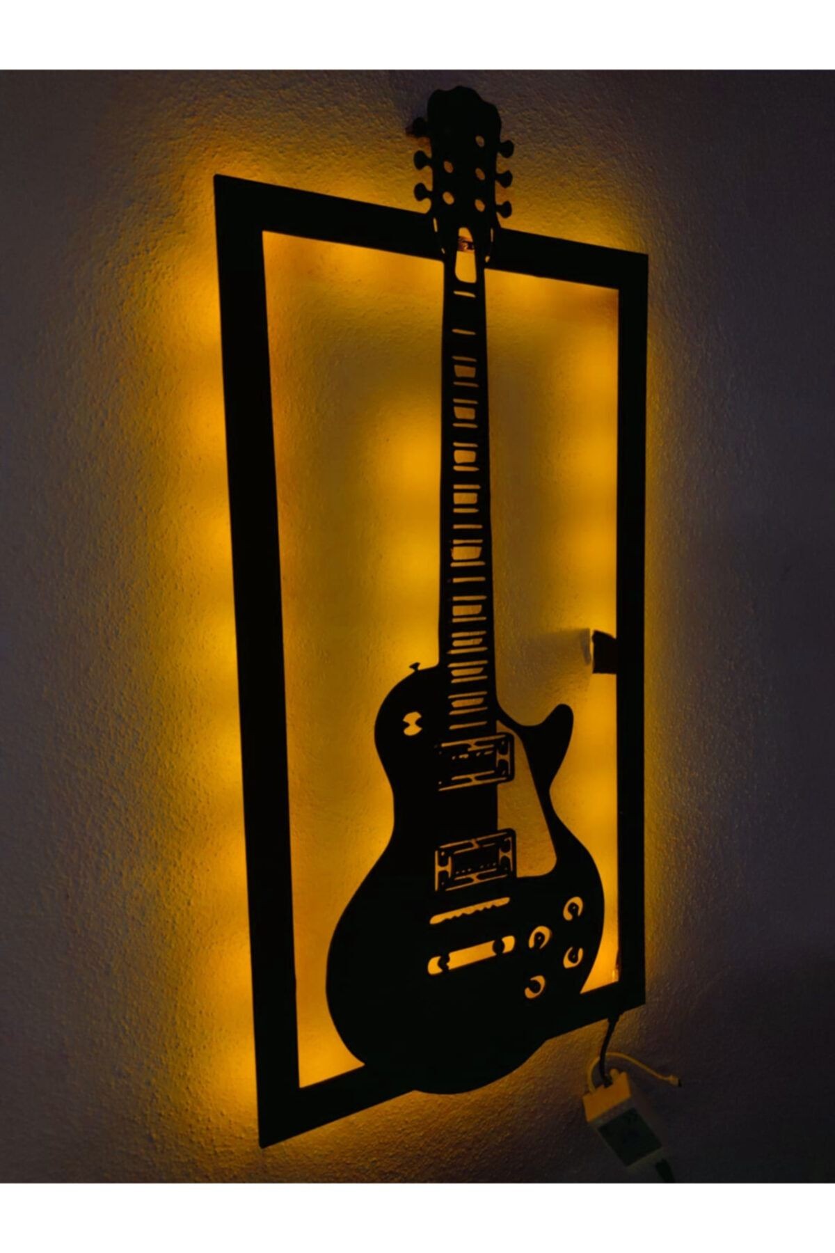 Elektro Gitar Led Işıklı Ahşap Tablo