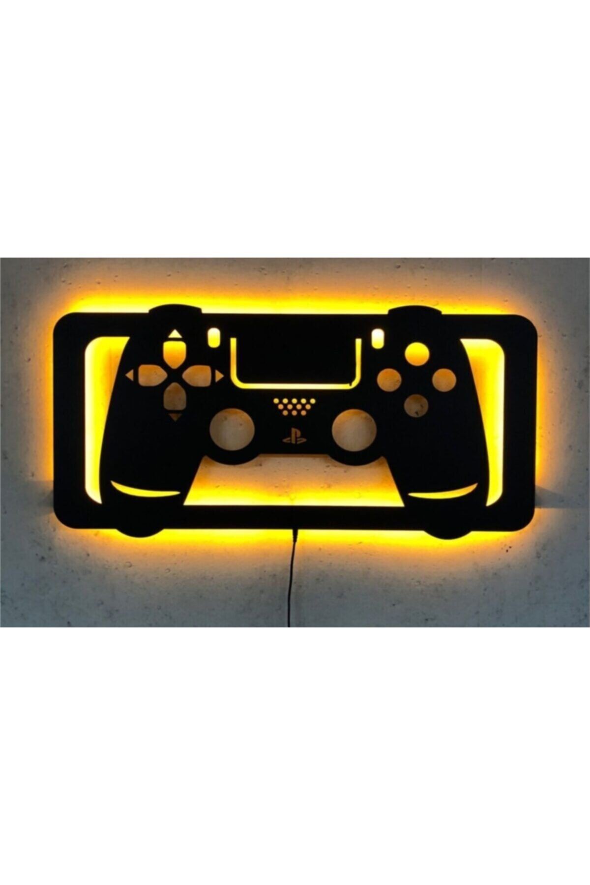 Ps4 Konsol Led Işıklı Ahşap Tablo - Led Işıklı Duvar Dekoru
