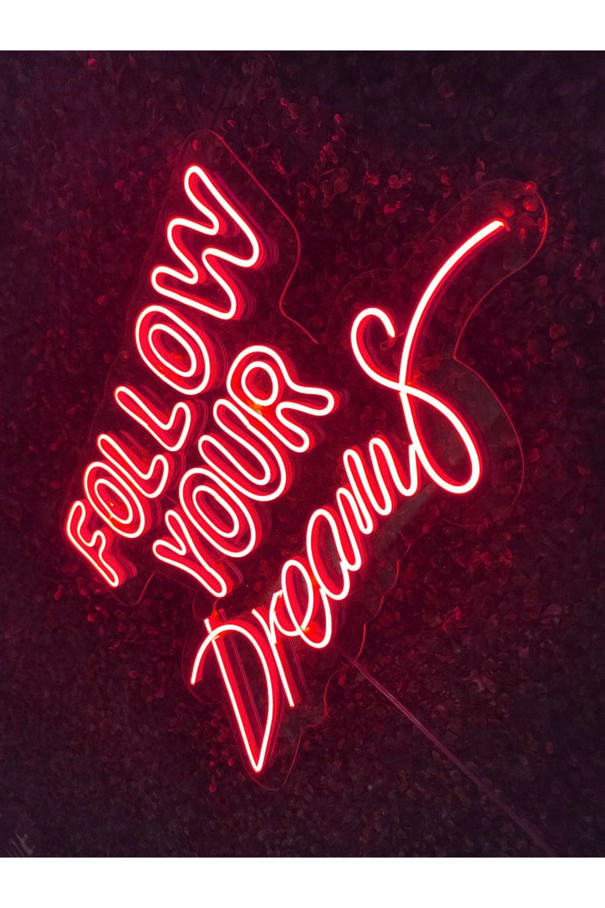 Follow Your Dreams Yazılı Neon Led tabela Dekoratif Aydınlatma(60x40cm)