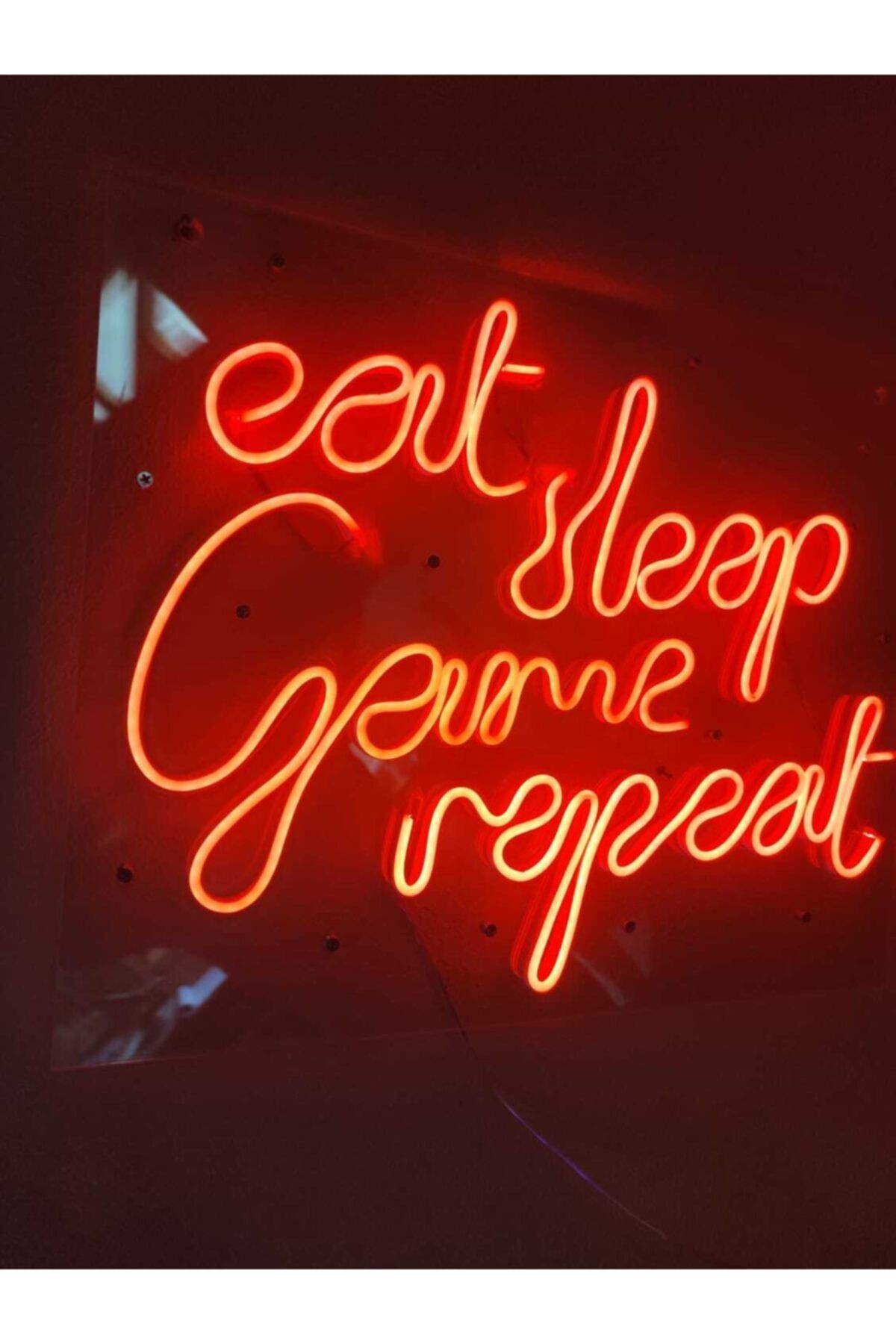 Gamer Eat Sleep Game Repeat Neon Işaret Neon Led Dekoratif Duvar Aydınlatması Neon Duvar Yazısı