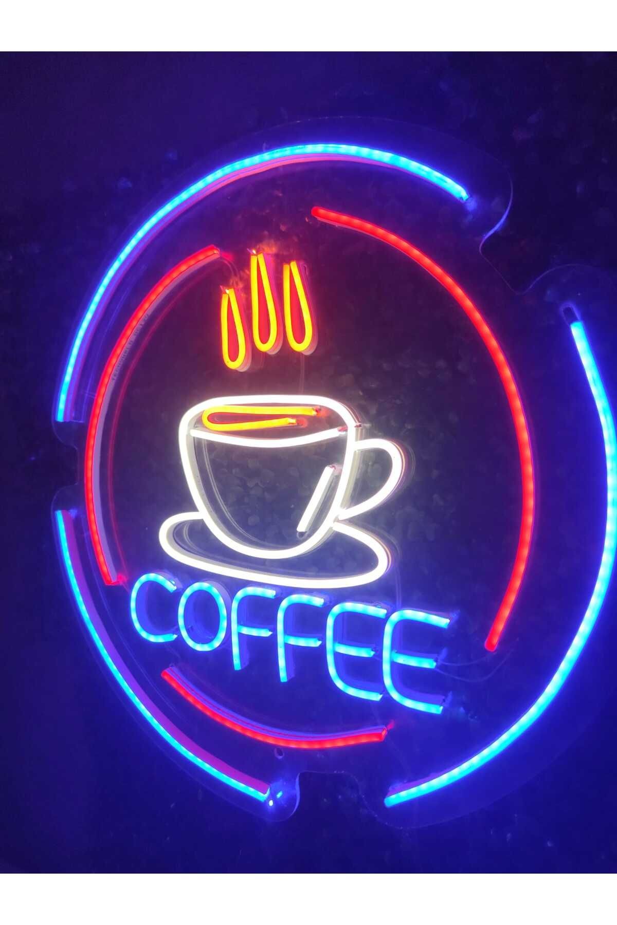 Coffe Kahve Neon Led Tabela kafe bar Dekoratif Aydınlatma (50x50cm)