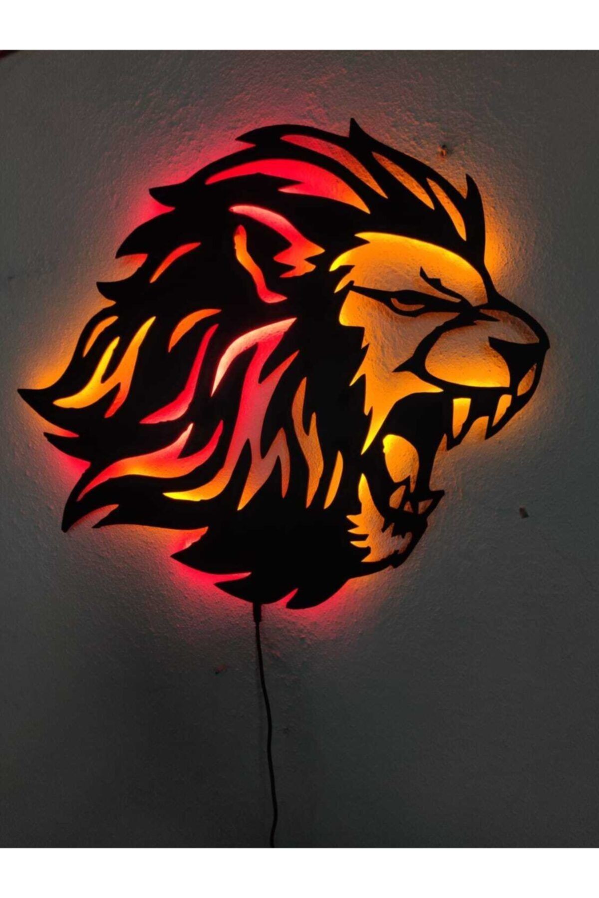 Aslan Lion Sarı Kırmızı Işıklı Tablo
