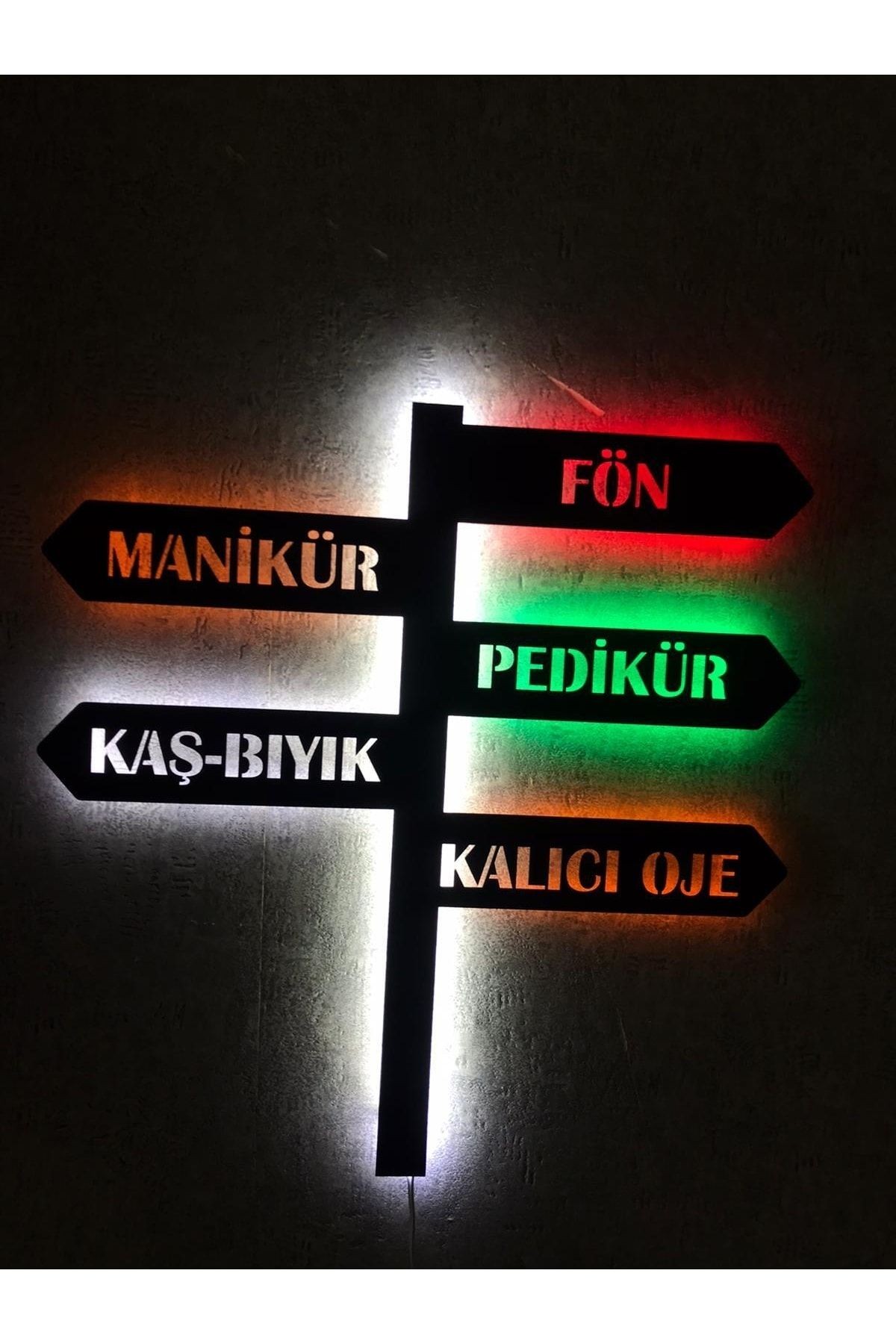 Kuaför Led Işıklı Tablo-manikür-pedikür-oje