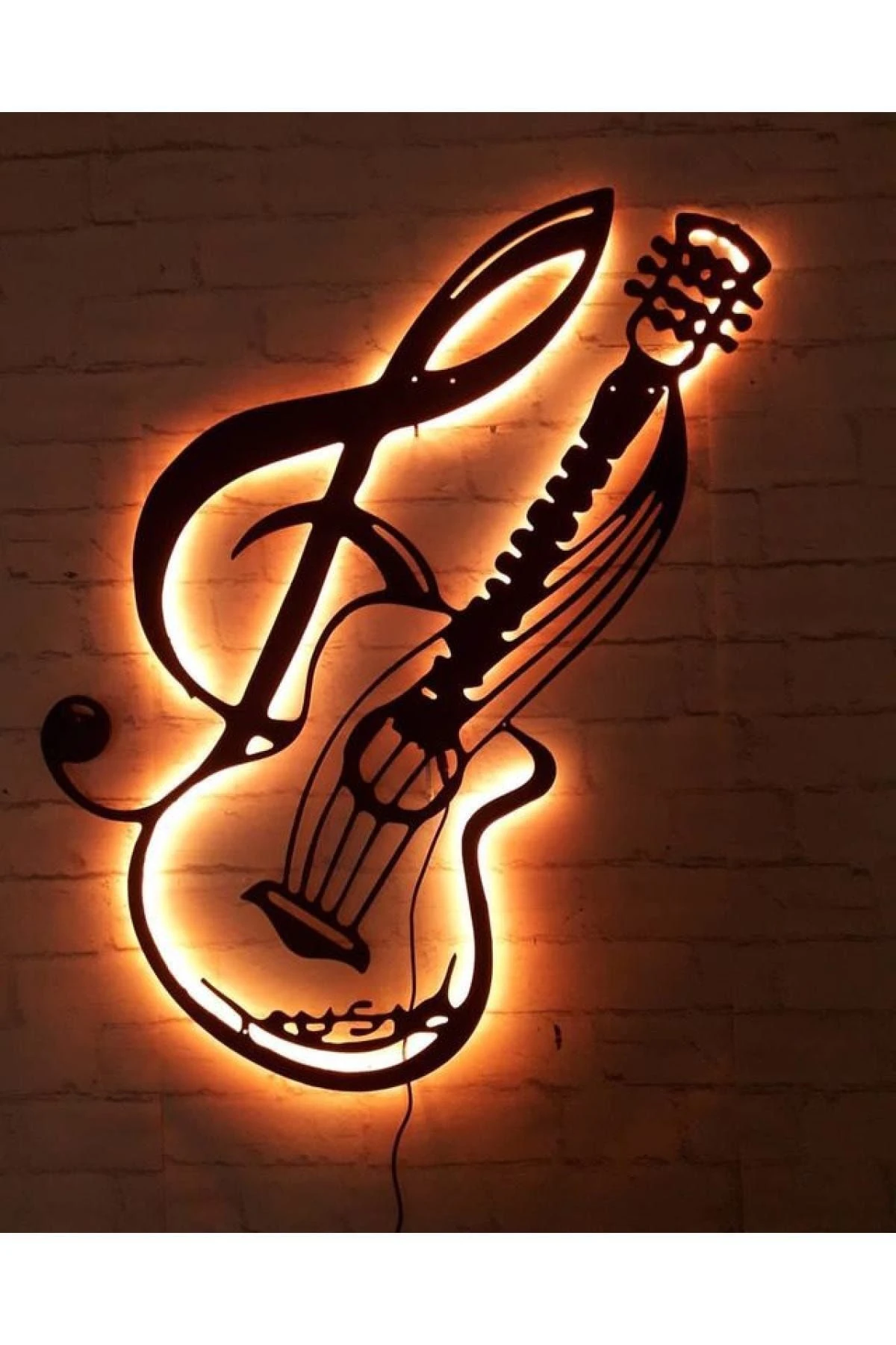 Keman Müzik Ledli Duvar Süsü Mdf Tablo Duvar Aksesuarı Ahşap Tablo