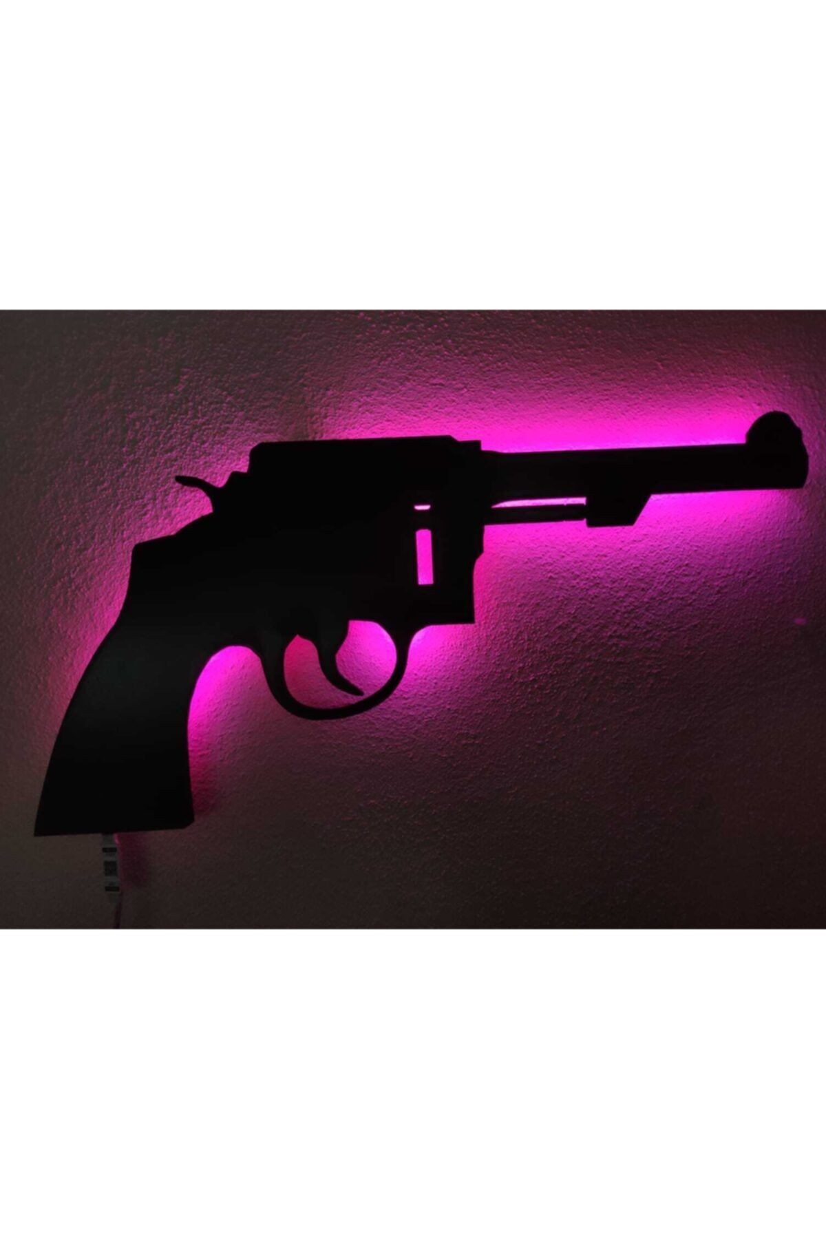 Revolver Led Işıklı Ahşap Tablo