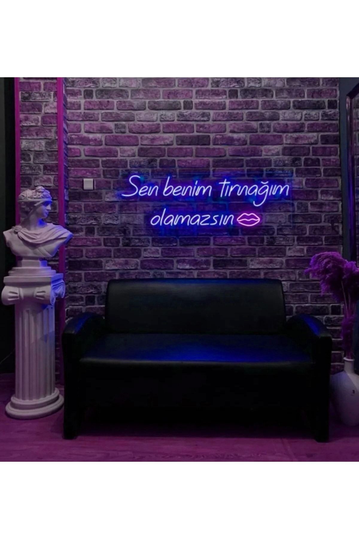 Sen Benim Tırnağım Olamazsın Yazı Neon (70x32cm) Led Tabela Güzellik Merkezi Manikür Pedikür