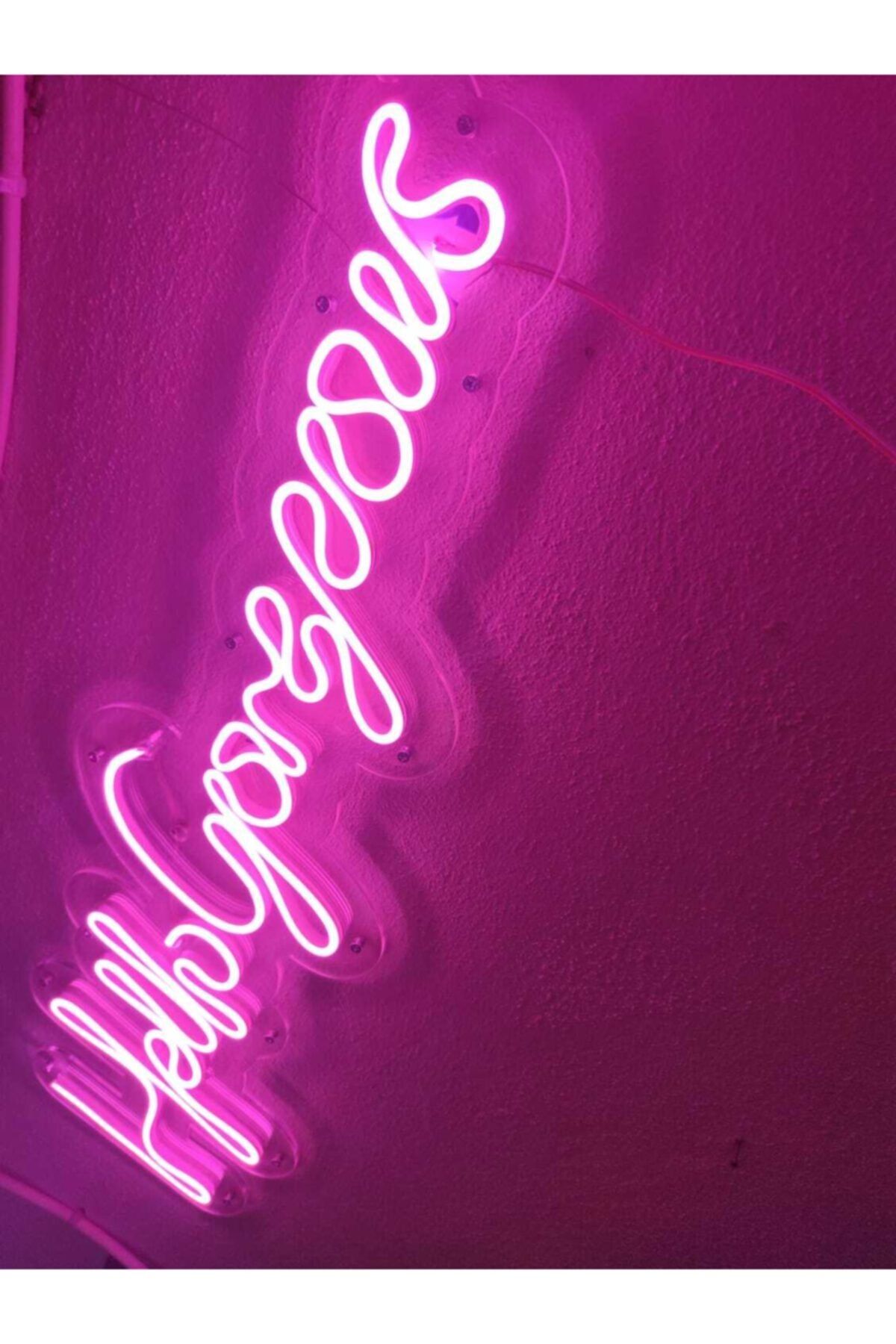 Hello Gorgeous Neon Tabela Yazı Neon Led Dekoratif Duvar Aydınlatması Neon Duvar Dekorasyonu