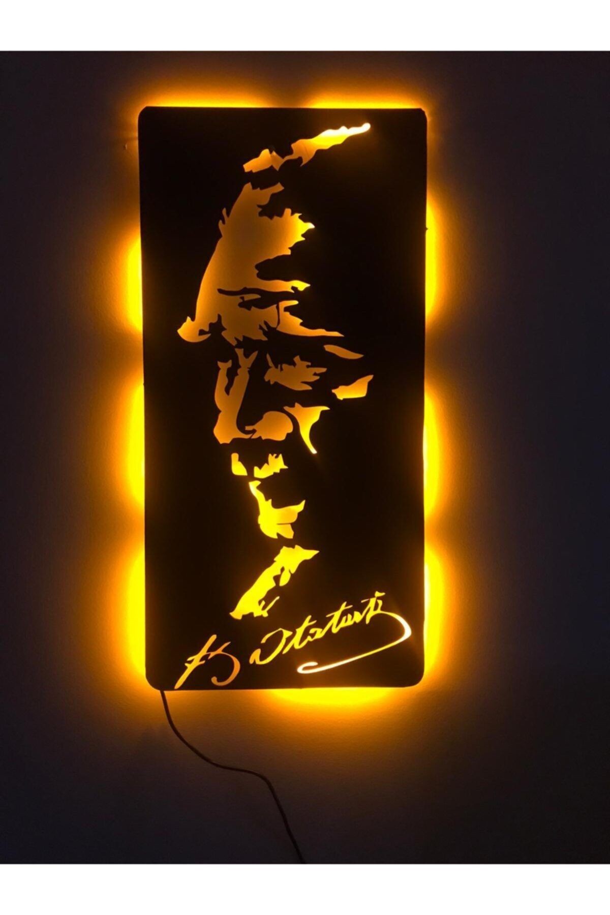 Atatürk Temalı Sarı Işıklı Tablo