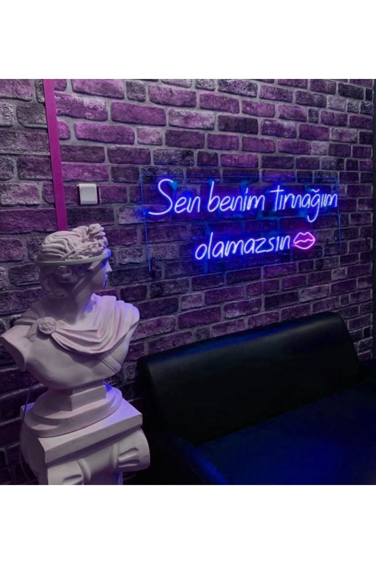 Sen Benim Tırnağım Olamazsın Yazı Neon (70x32cm) Led Tabela Güzellik Merkezi Manikür Pedikür