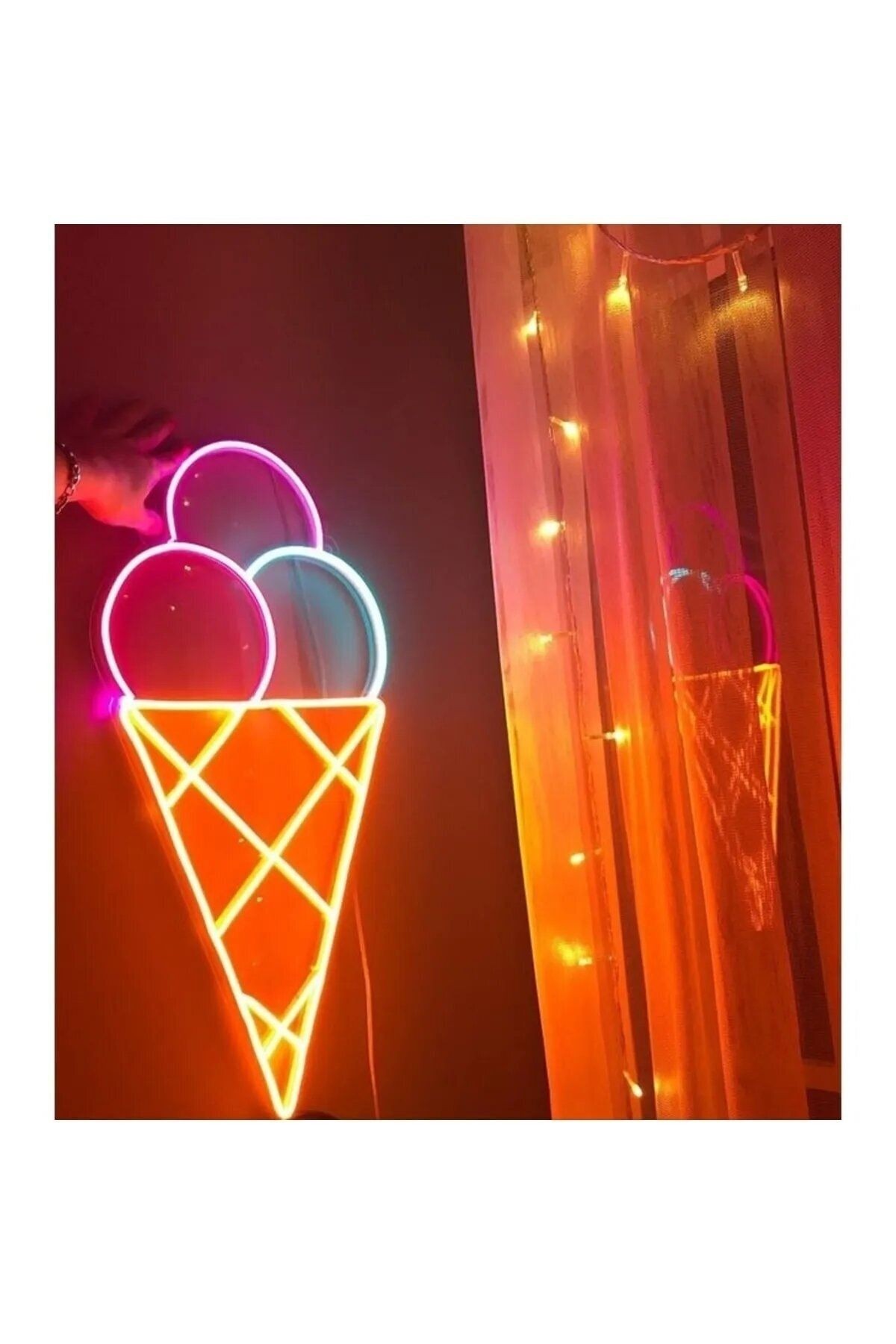 Dondurma-ice Cream Neon Led Tabela Dekoratif Aydınlatma(60x40cm)