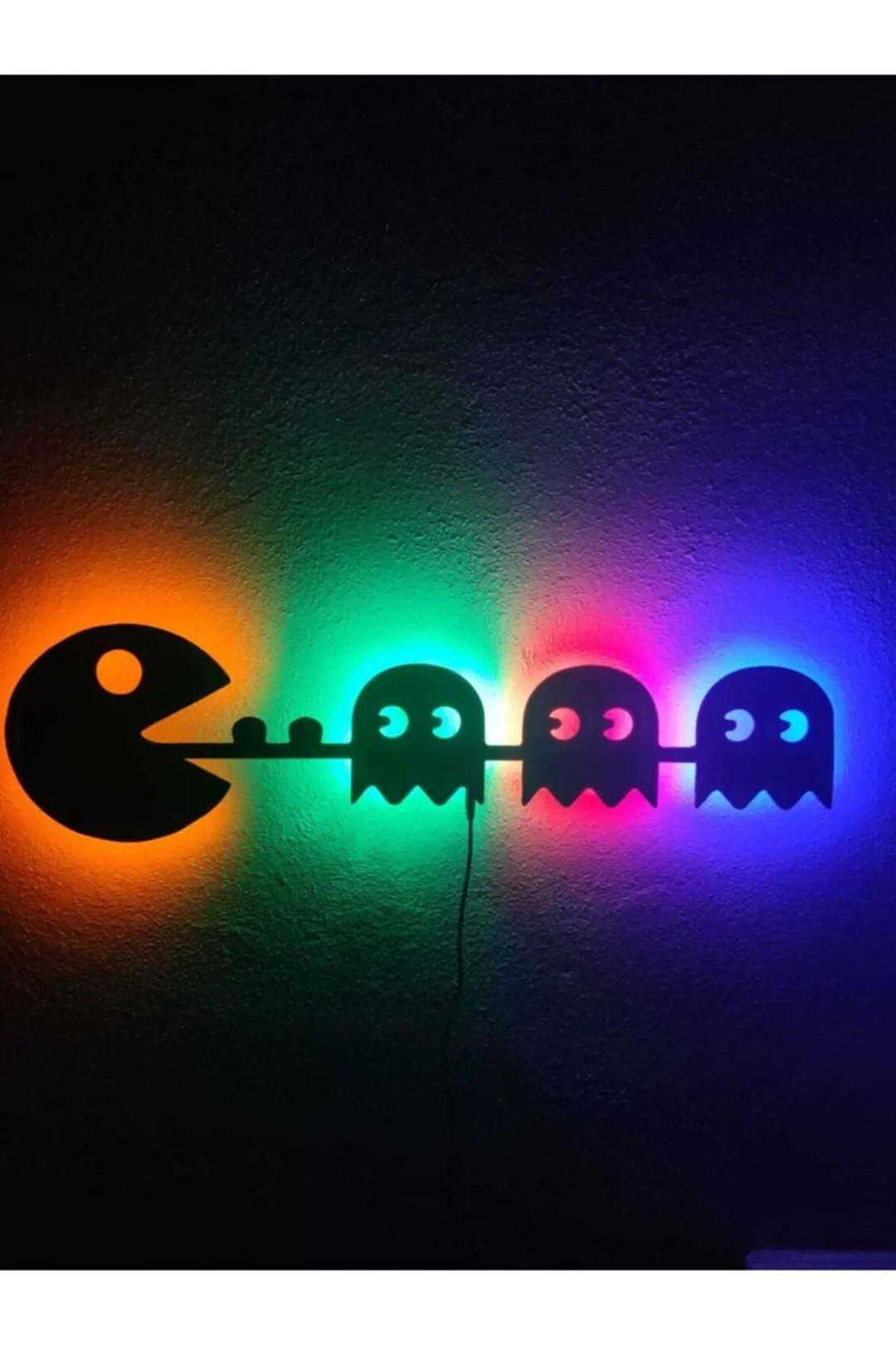 Pacman Led Işıklı Ahşap Tablo