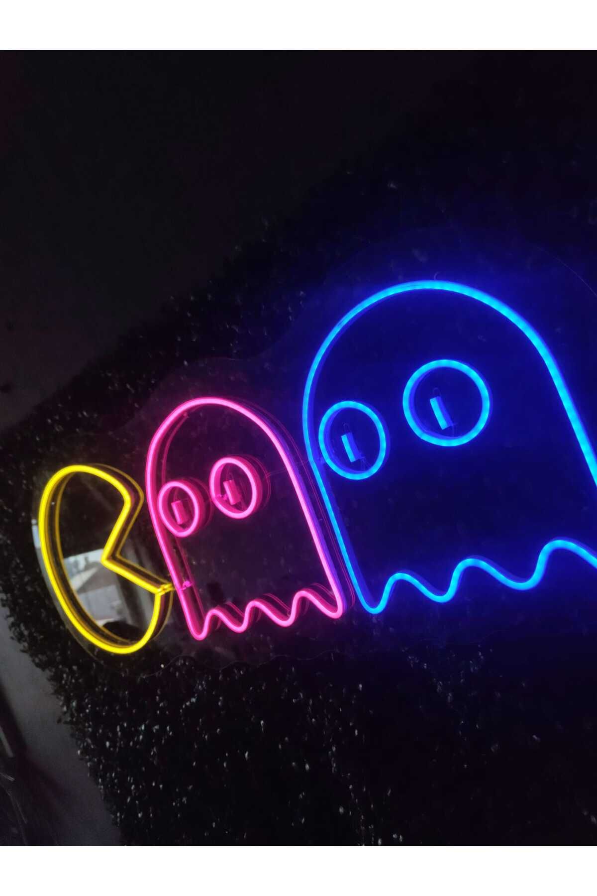 Pacman Neon Led Tabela Dekoratif Aydınlatma(80x30cm)-