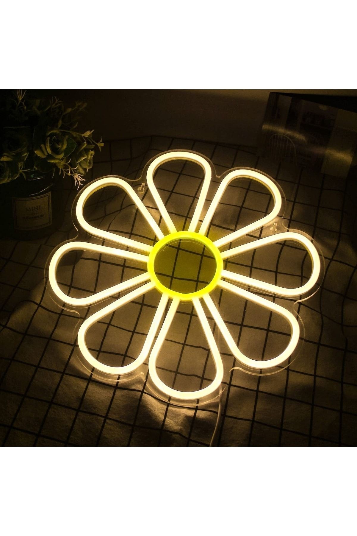 Papatya Çiçek Neon Tabela Neon Yazı Dekoratif Aydınlatma Ve Gece Lambası