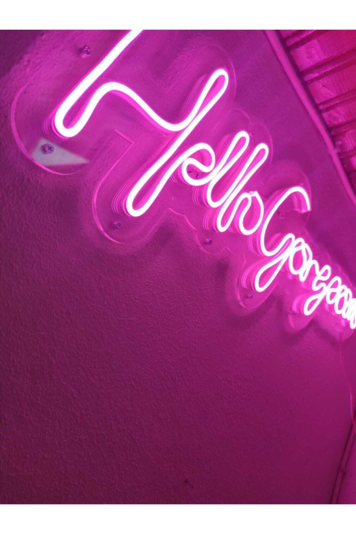 Hello Gorgeous Neon Tabela Yazı Neon Led Dekoratif Duvar Aydınlatması Neon Duvar Dekorasyonu