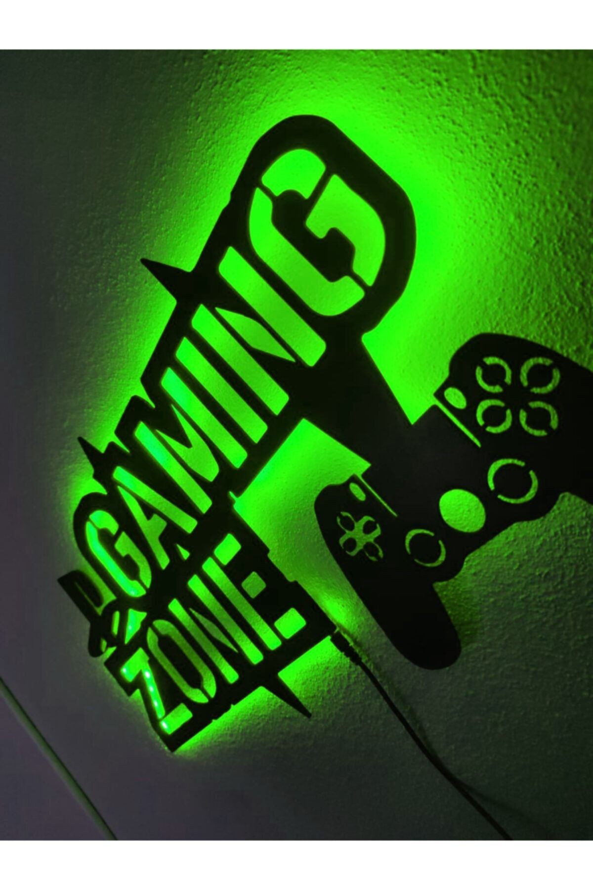 Gaming Zone Led Işıklı Oyuncu Gamer Tablo - Ahşap Duvar Dekorasyon