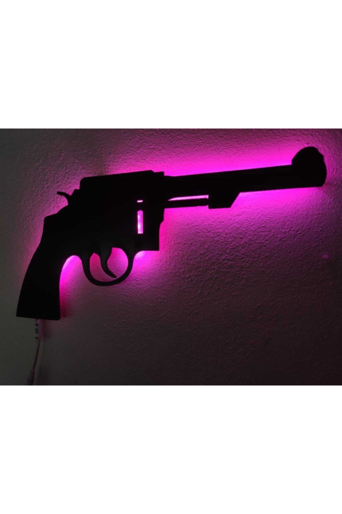 Revolver Led Işıklı Ahşap Tablo