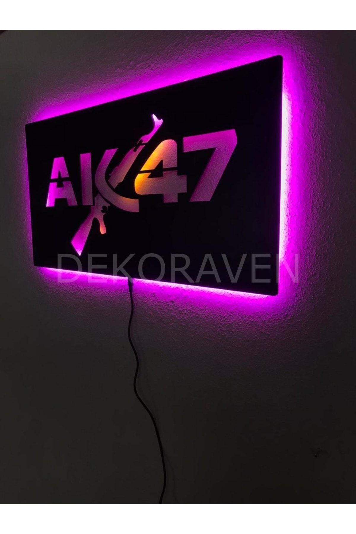 Ak47 Silah Led Işıklı Tablo