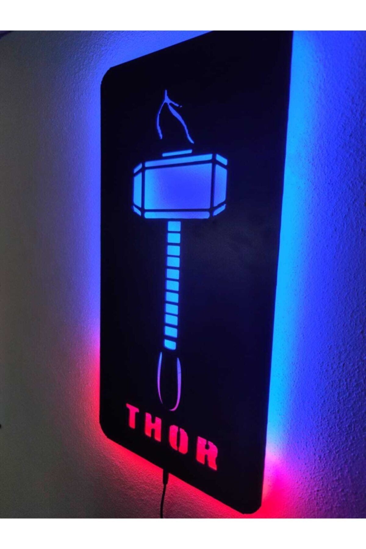 Thor Dekoratif Led Işıklı Ahşap Tablo