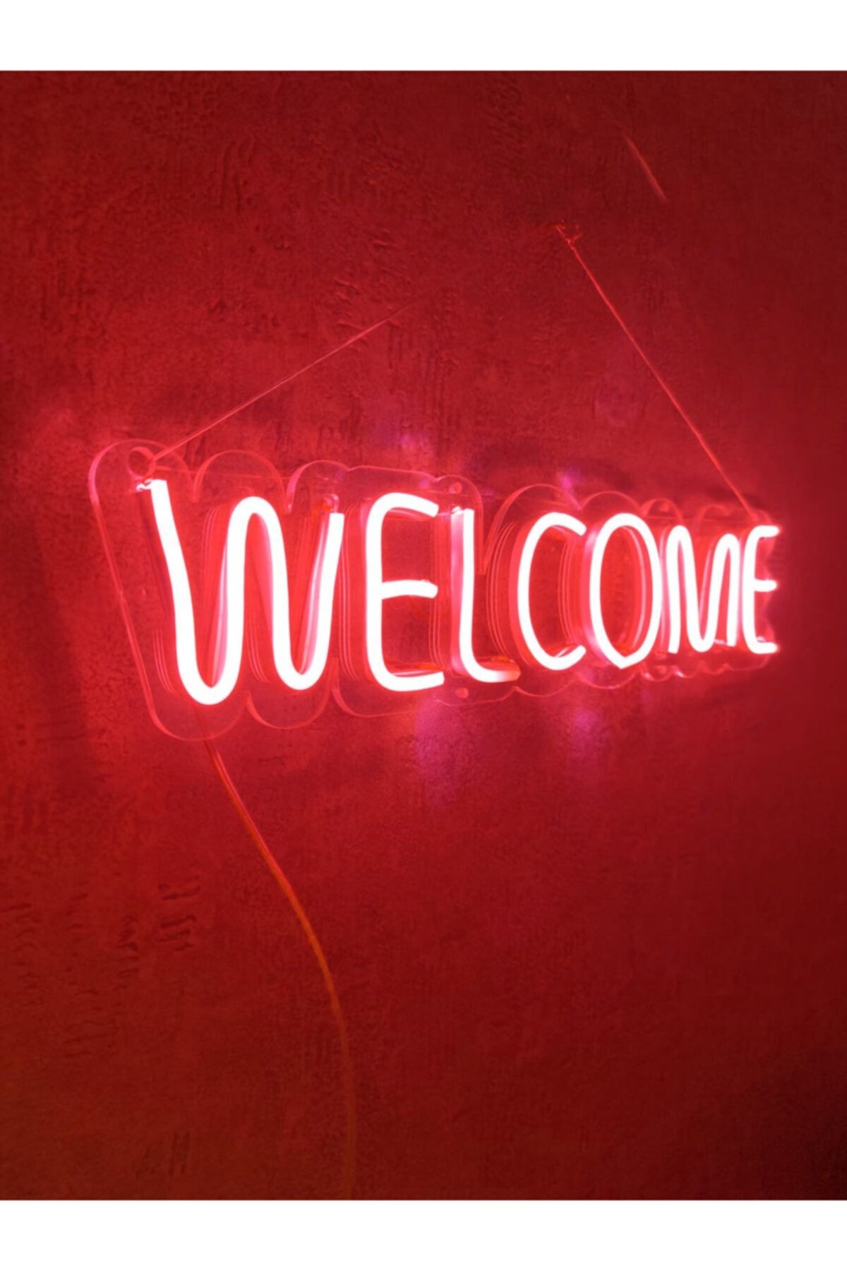 Welcome Neon Led Duvar Dekoru Aydınlatması Neon Led Tabela