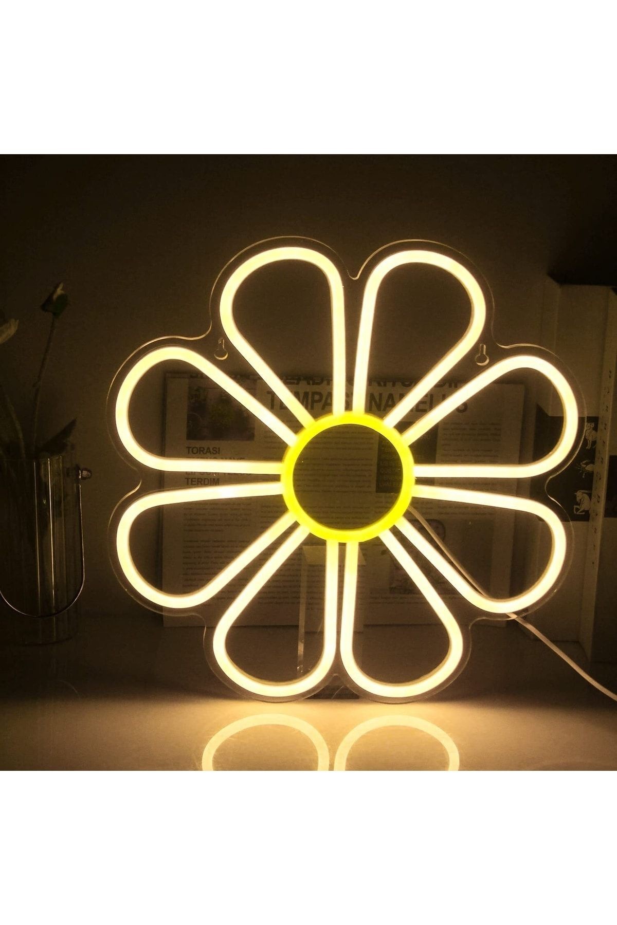 Papatya Çiçek Neon Tabela Neon Yazı Dekoratif Aydınlatma Ve Gece Lambası
