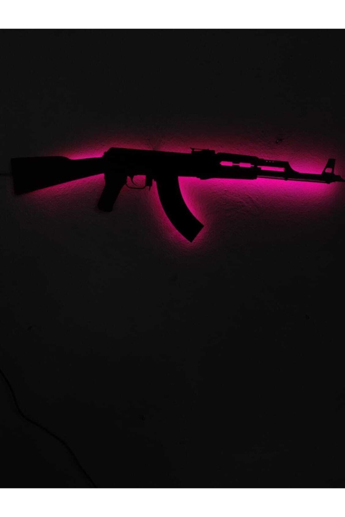 Ak-47 Silah Led Işıklı Ahşap Tablo