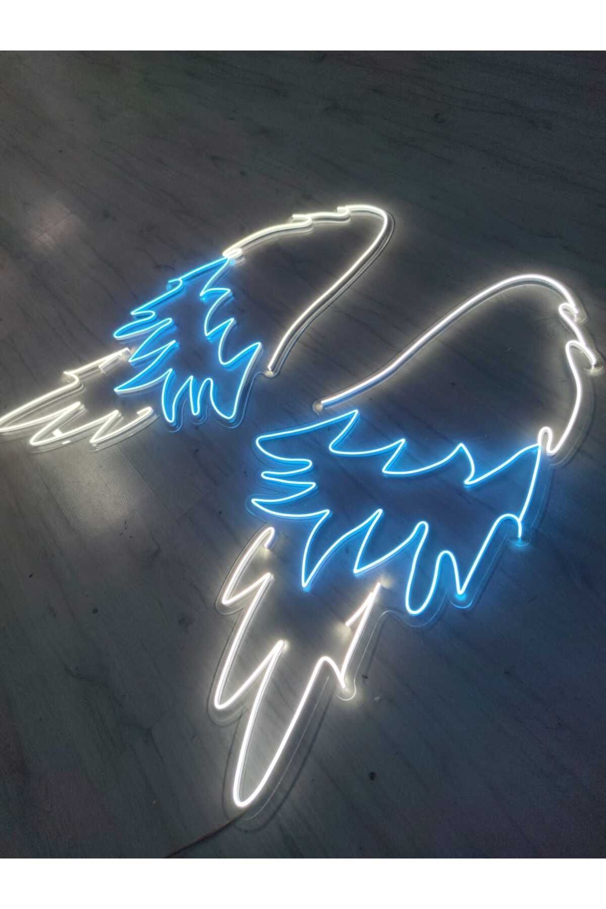 Melek Kanadı Neon Led tabela Dekoratif aydınlatma(TEK KANADIN ÖLÇÜSÜ-80X40CM TOPLAM ÖLÇÜ 80X80CM)