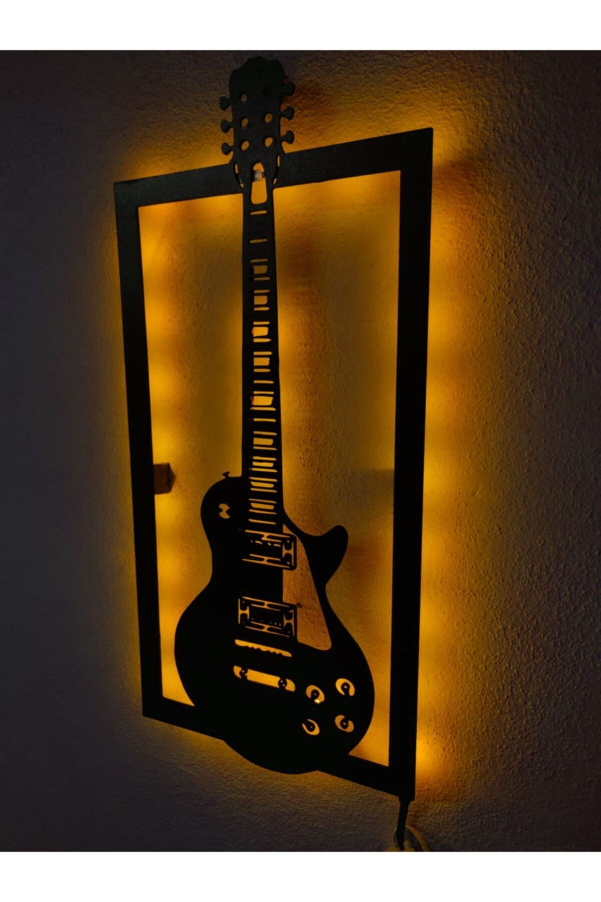 Elektro Gitar Led Işıklı Ahşap Tablo