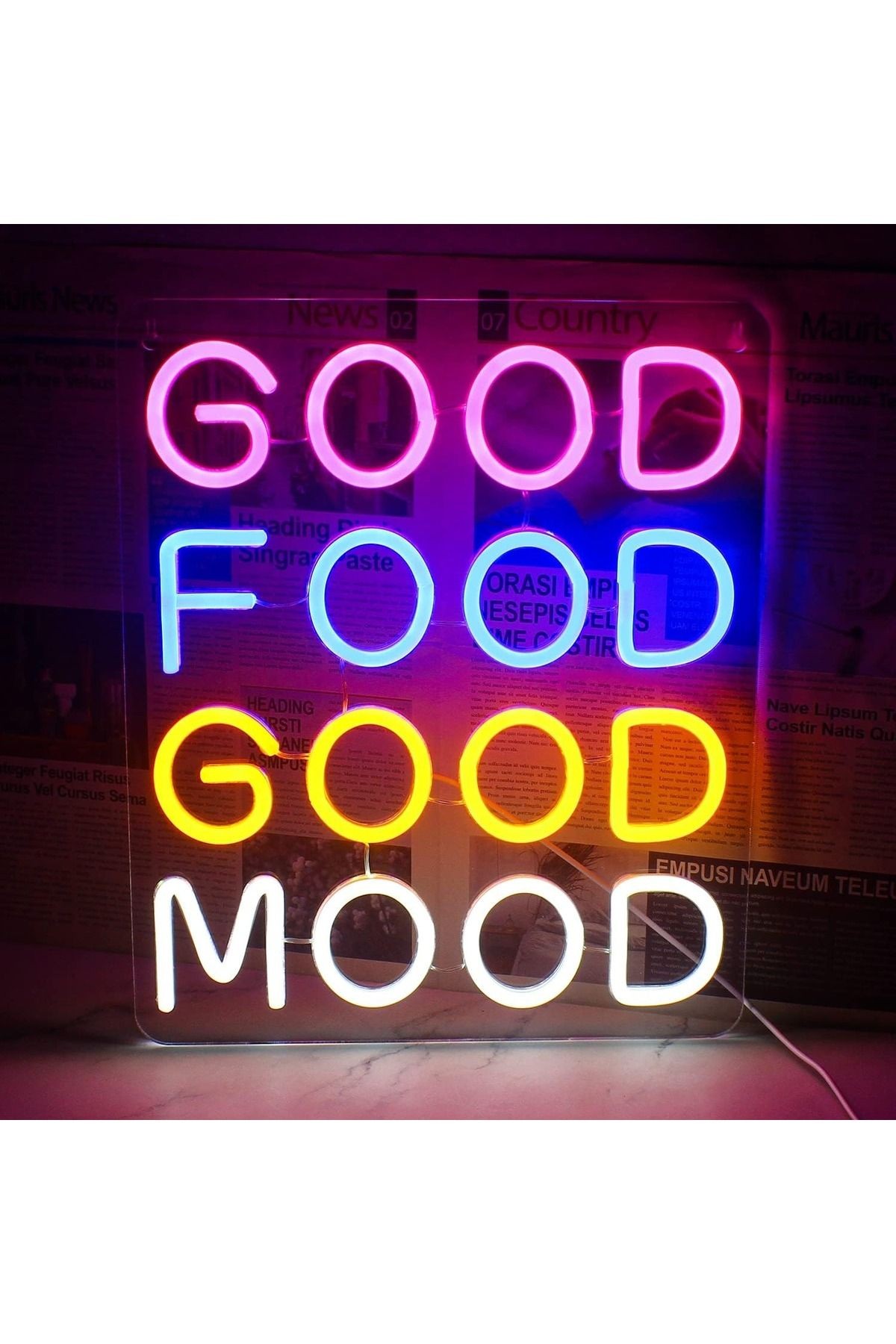 Good Food Good Mood Neon Led Tabela Dekoratif Aydınlatma