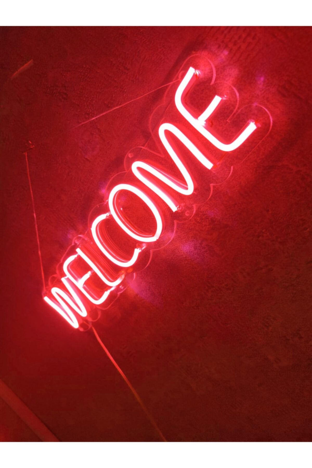 Welcome Neon Led Duvar Dekoru Aydınlatması Neon Led Tabela