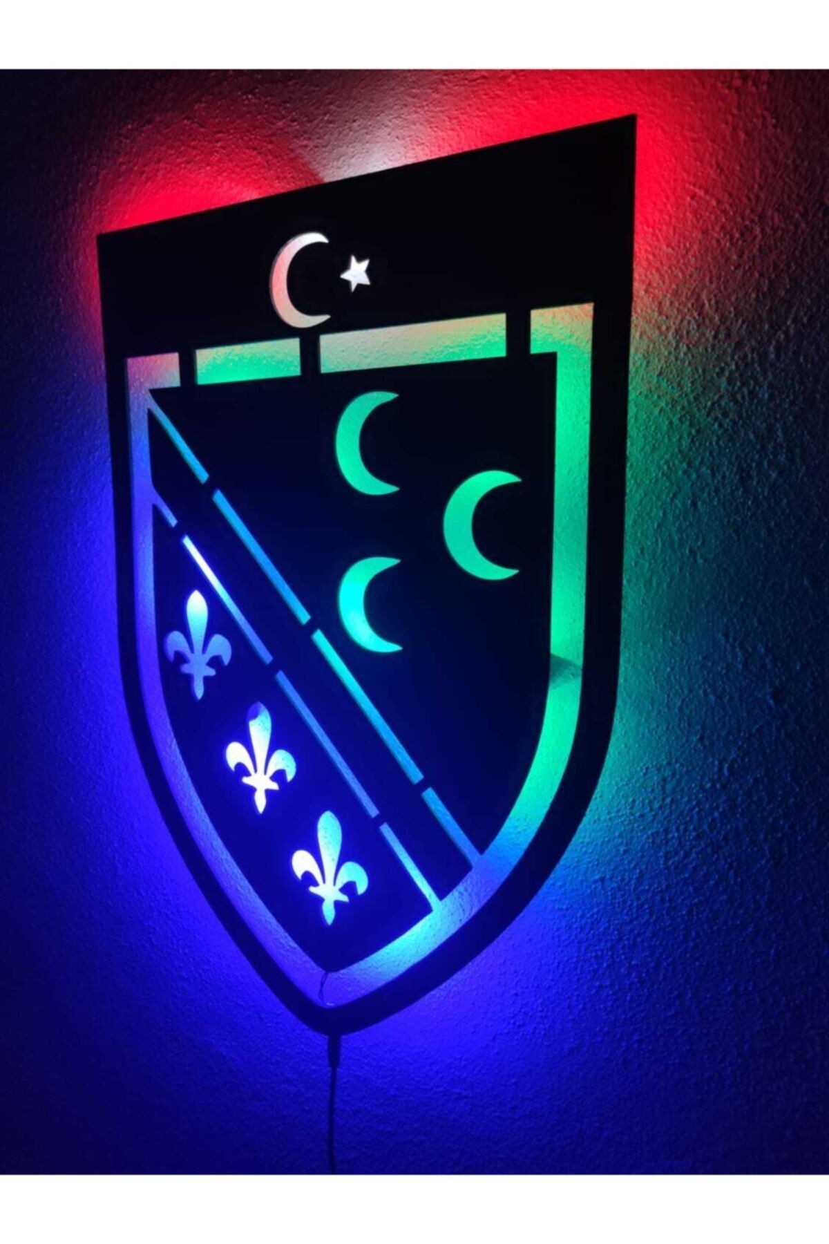 Bosna Hersek Bosna Sancak Led Işıklı Ahşap Tablo