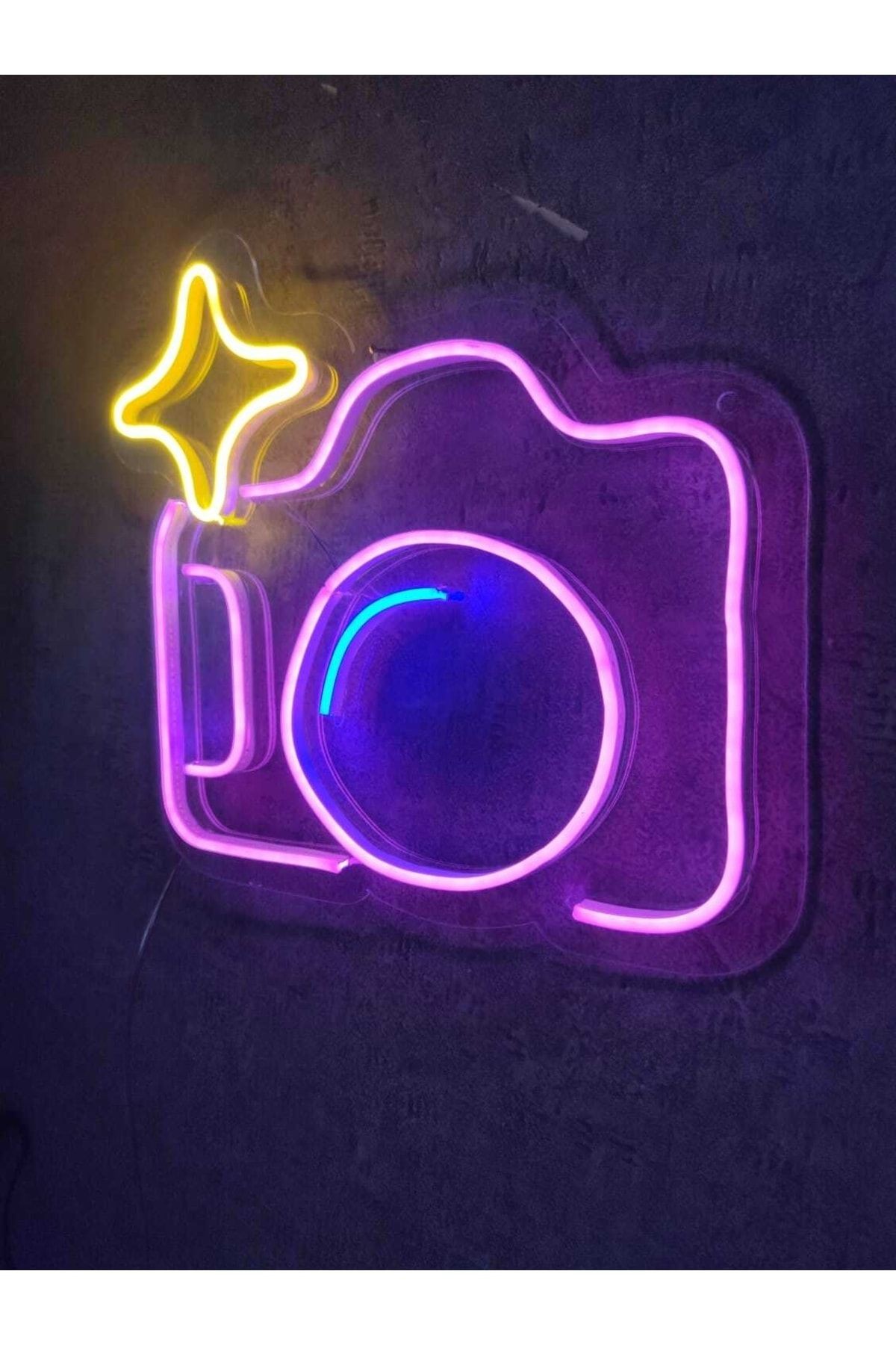 Fotoğraf Makinesi Neon Led Tabela Neon Dekoratif Duvar Aydınlatması