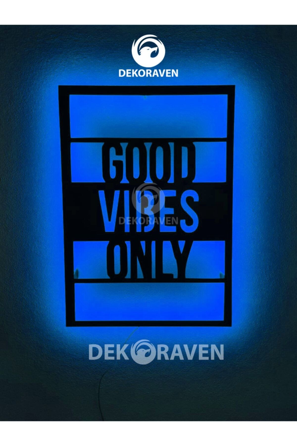 Good Vibes Only-motto Led Işıklı Ahşap Tablo