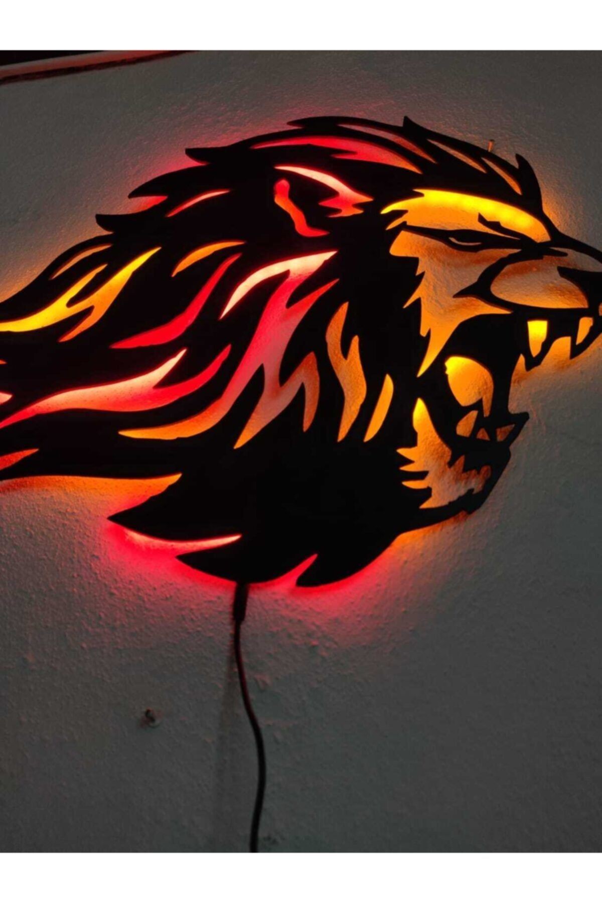 Aslan Lion Sarı Kırmızı Işıklı Tablo