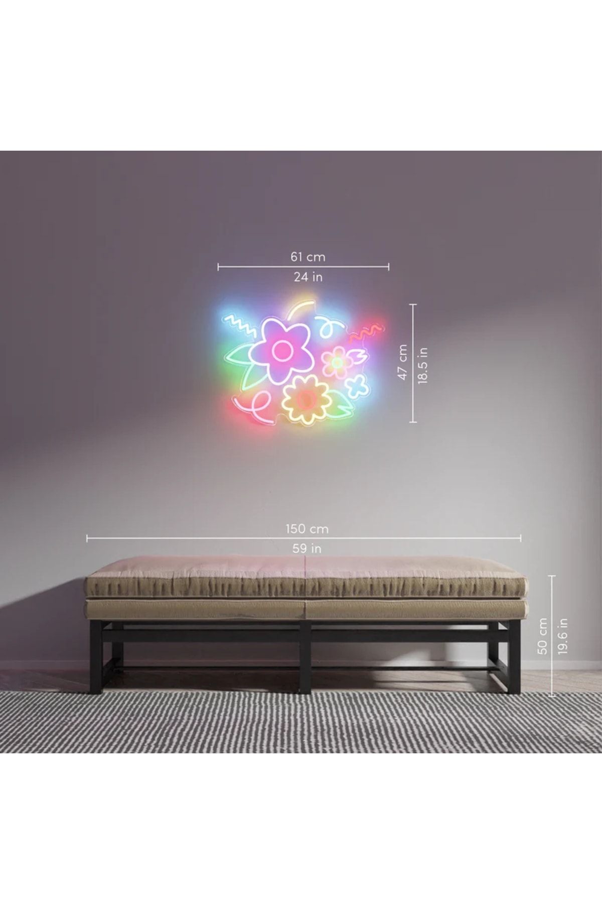 Çiçekler Papatya Neon Tabela Neon Yazı Dekoratif Aydınlatma Ve Gece Lambası