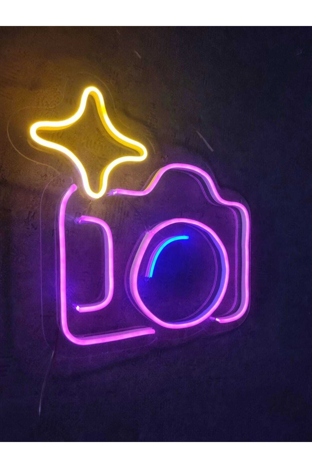 Fotoğraf Makinesi Neon Led Tabela Neon Dekoratif Duvar Aydınlatması