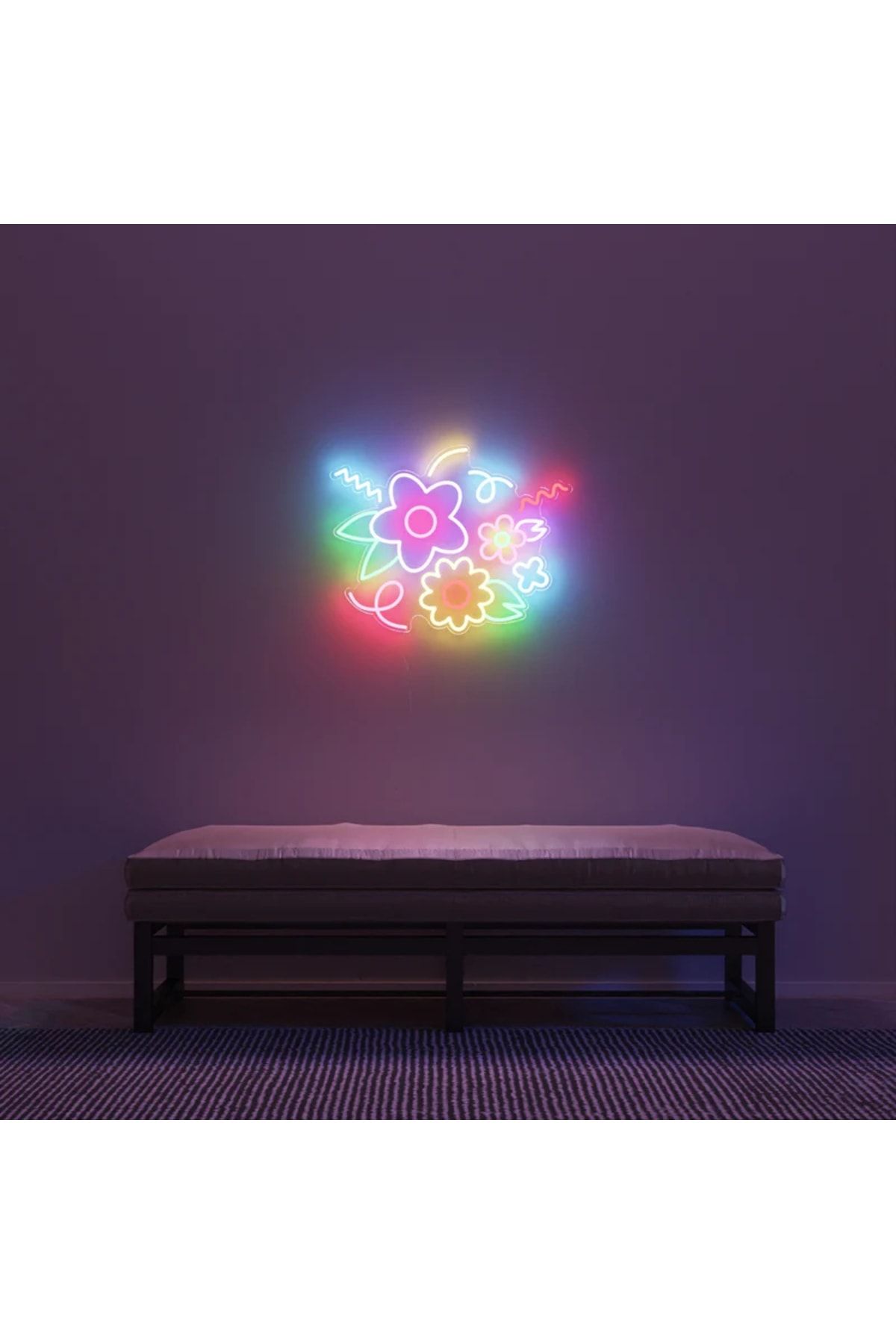 Çiçekler Papatya Neon Tabela Neon Yazı Dekoratif Aydınlatma Ve Gece Lambası