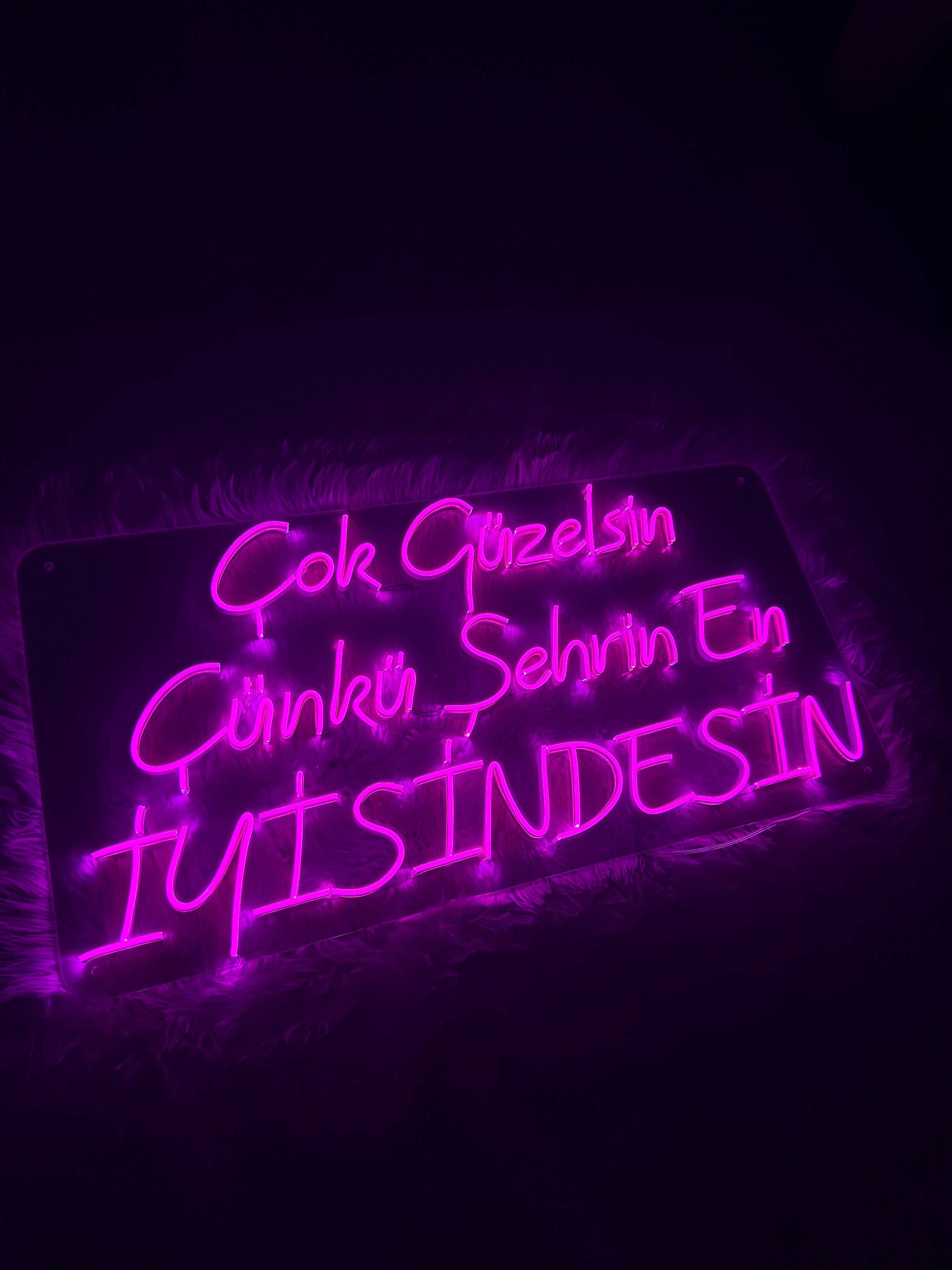 Çok Güzelsin Çünkü Şehrin En İyisindesin Neon Tabela Dekoratif Aydınlatma 